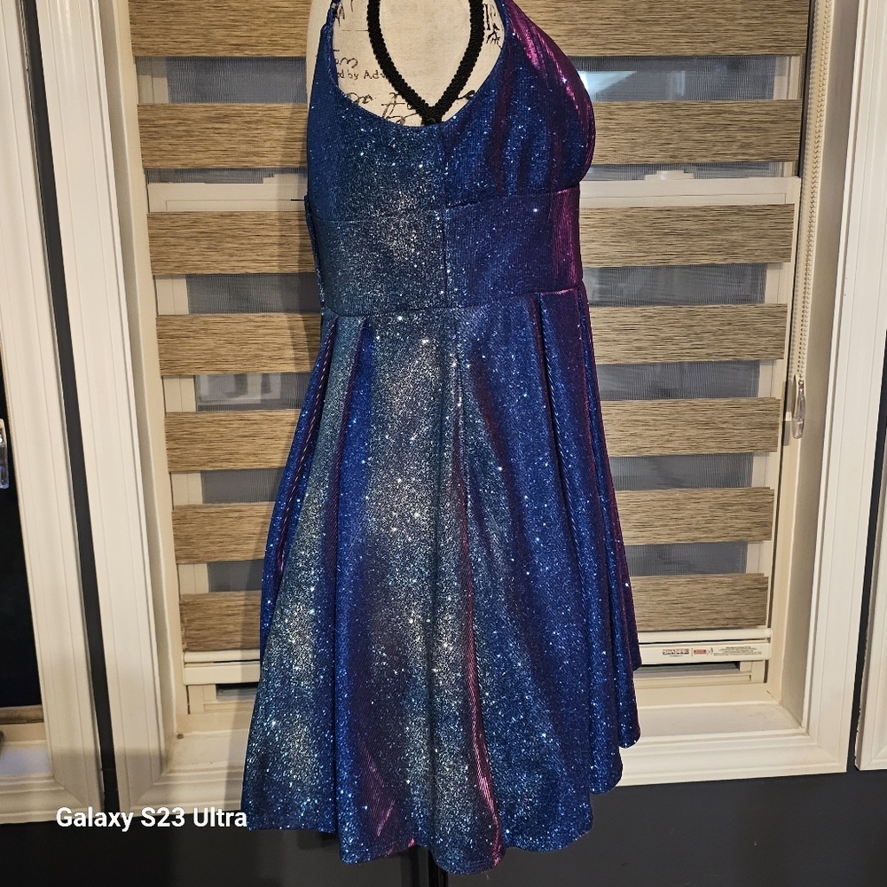 Juniors' Glitter-Knit Skater Party Dress - Picture 7 of 13